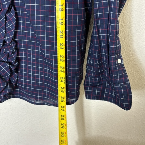 Lauren Ralph Lauren Button Down Shirt Ruffle Front iDark Navy Blue Purplish sz L - Picture 8 of 9
